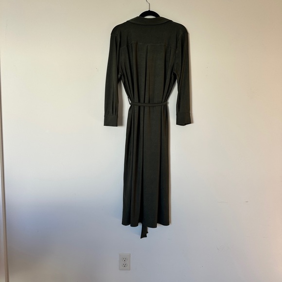 L'AGENCE Rivi Midi Dress Tie Waist‎ Olive - Picture 4 of 12